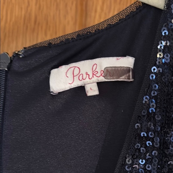 Parker Rent the Runway Elegant Navy Sequin Wrap Top Large - Picture 4 of 6